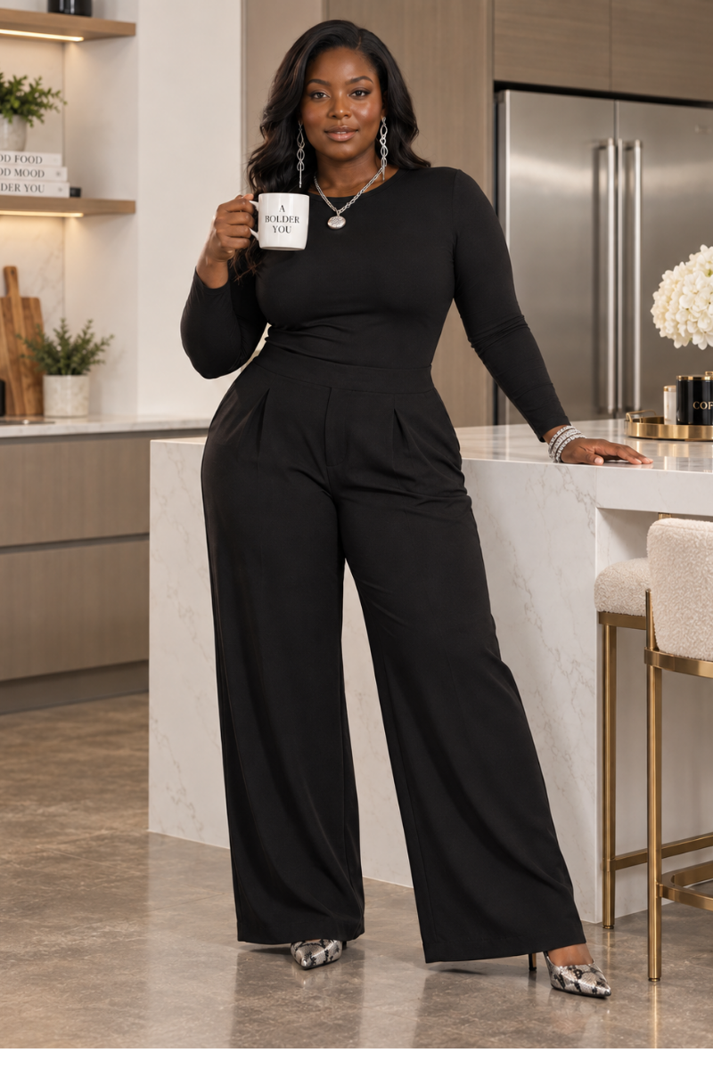 BLACK WIDE LEG PANTS
