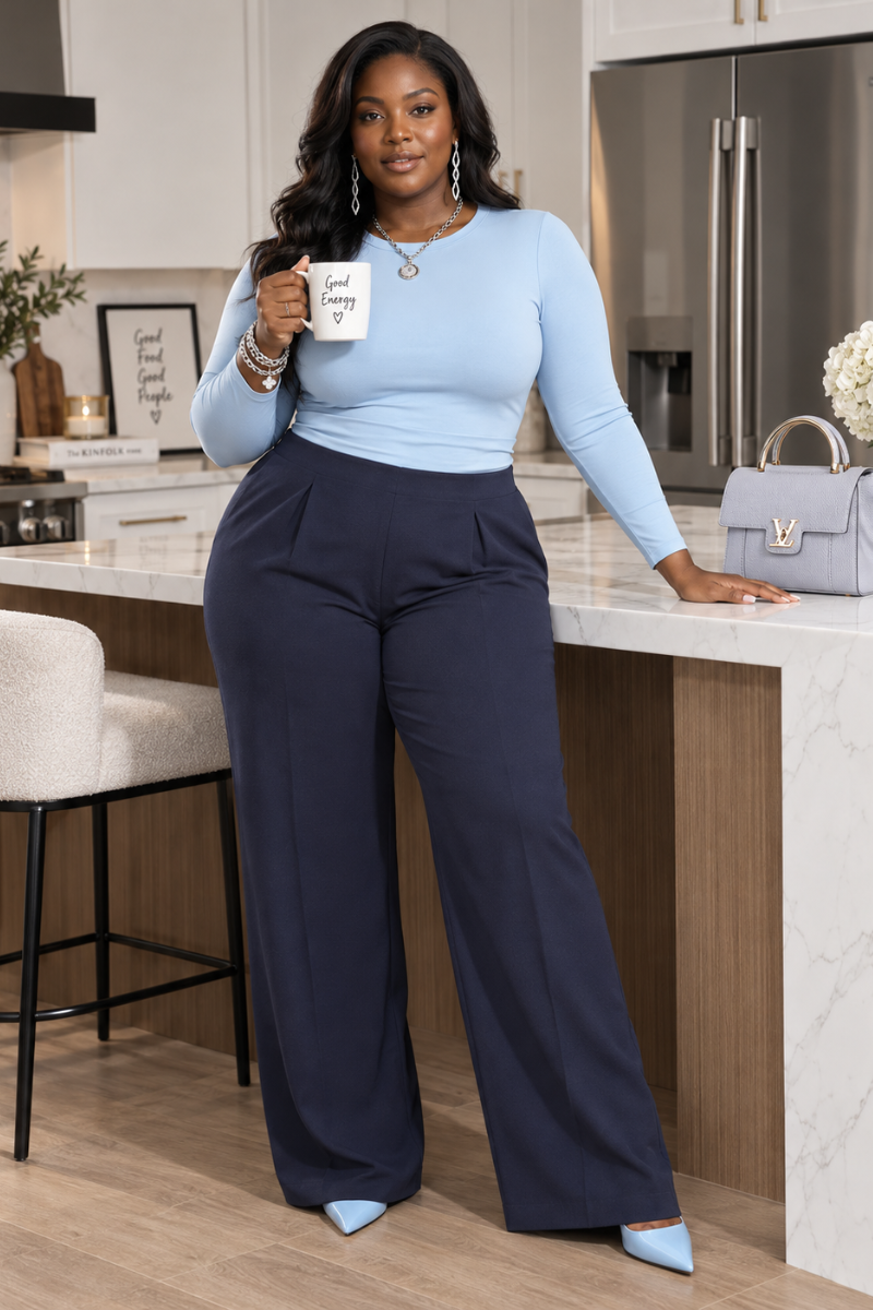 NAVY BLUE WIDE LEG PANT