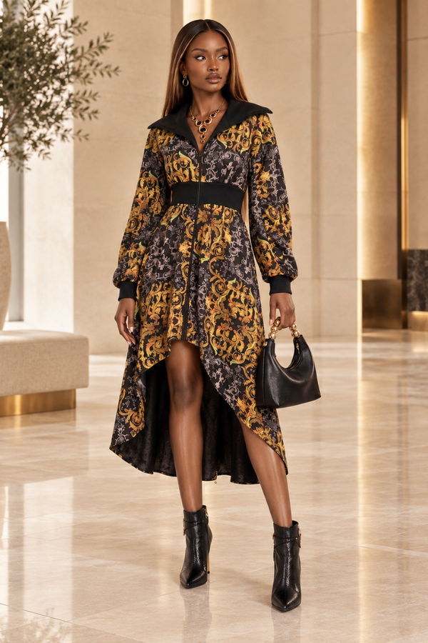 HIGH LOW PRINTED DRESS