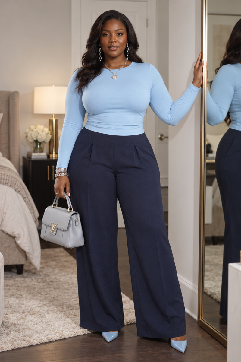 NAVY BLUE WIDE LEG PANT