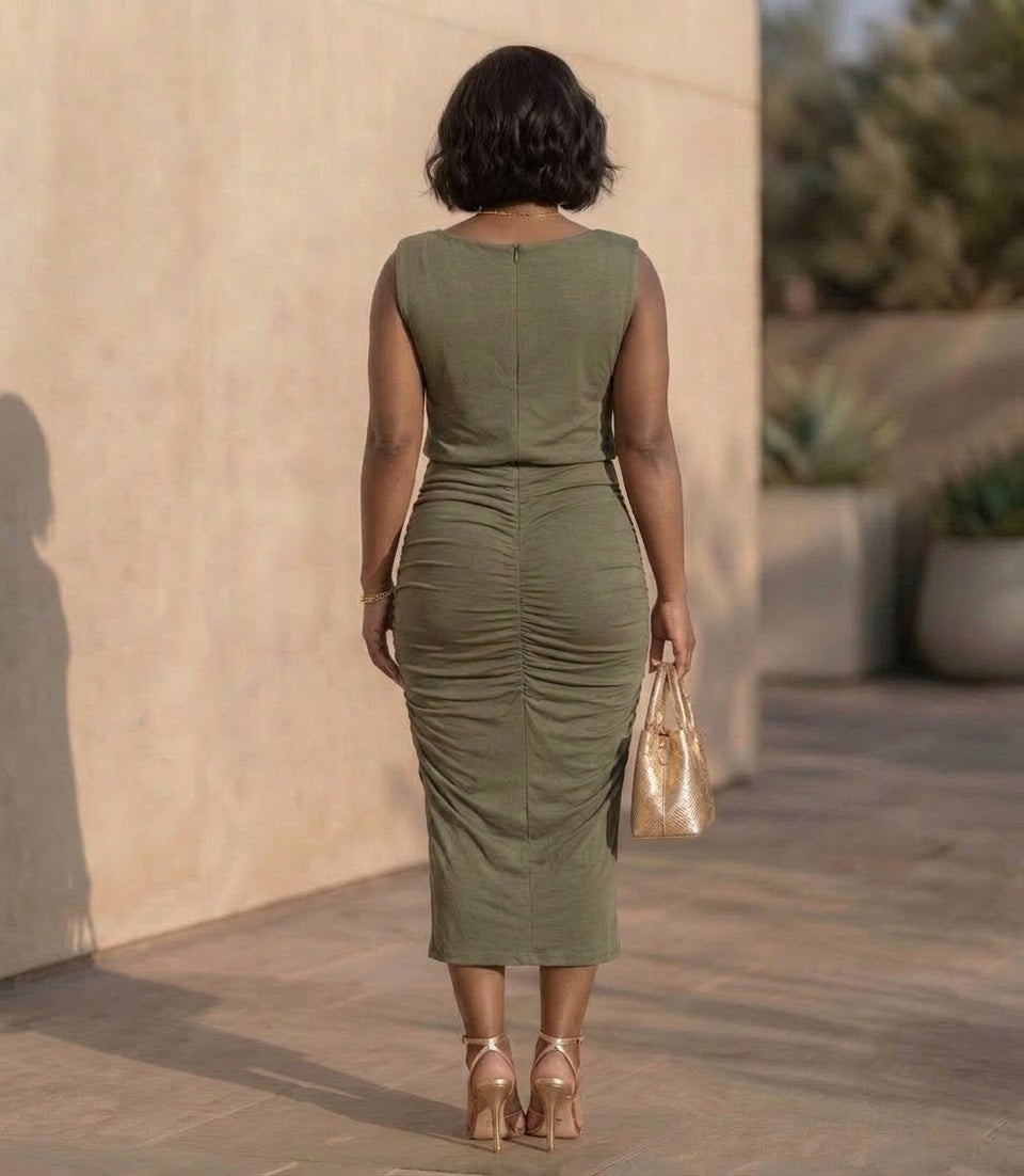 Olive Dream Drape Dress